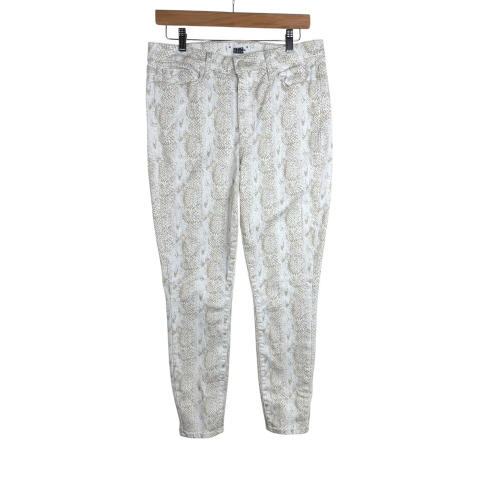 Paige Hoxton Ankle Sonoran Snake Print Skinny Jeans size 31 Beige/Whtie